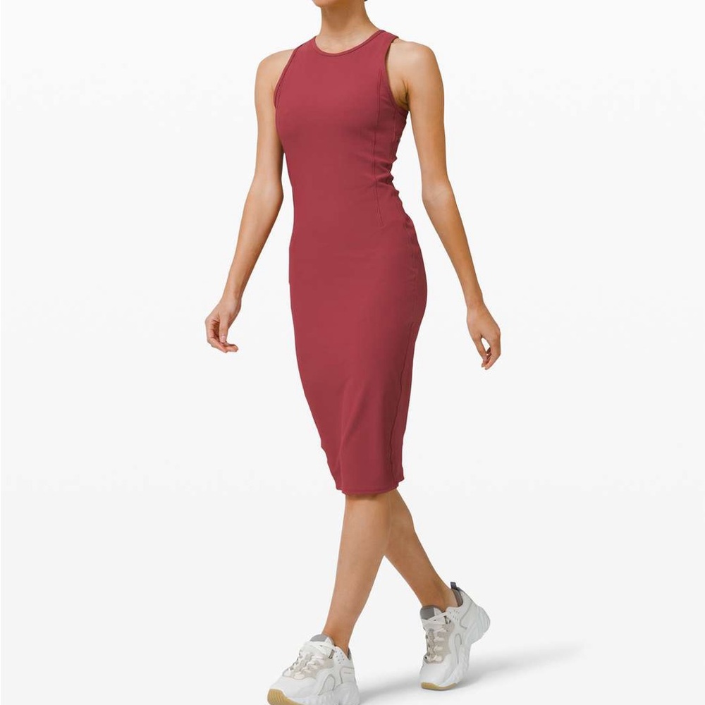 Lululemon Brunch and Back ribbed Dress Chianti red